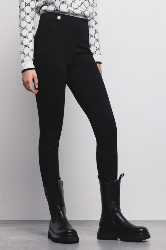 PANTALONI GAELLE PARIS AI25 -   Leggings Con Bottoni Nero - GAABW00885